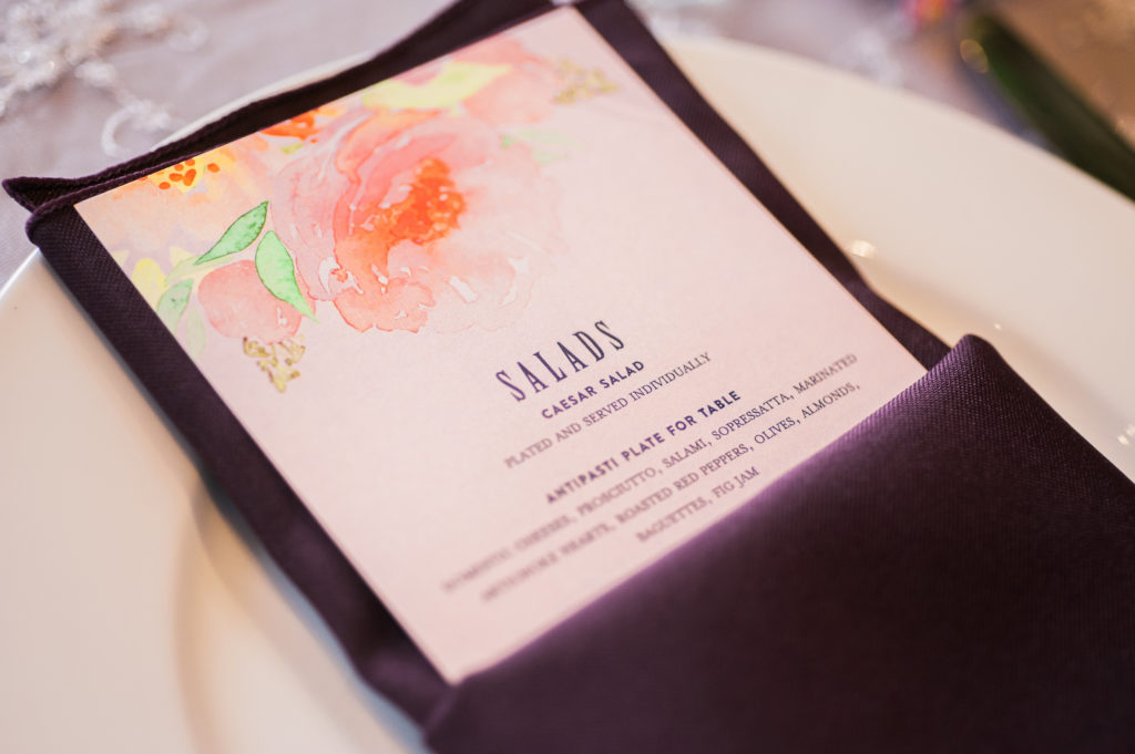 Watercolor Wedding Menu