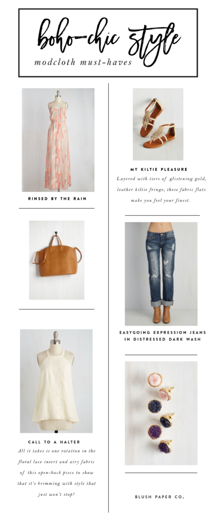 boho chic summer style with modcloth by Blush Paper Co.