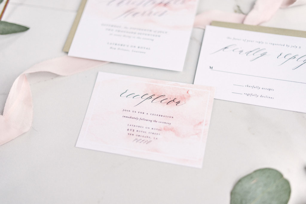 Modern Peach and Grey Watercolor Invitations | Blush Paper Co.