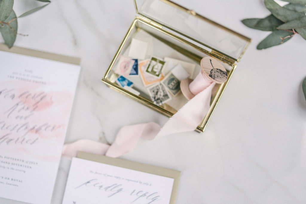 Modern Peach and Grey Watercolor Invitations | Blush Paper Co.