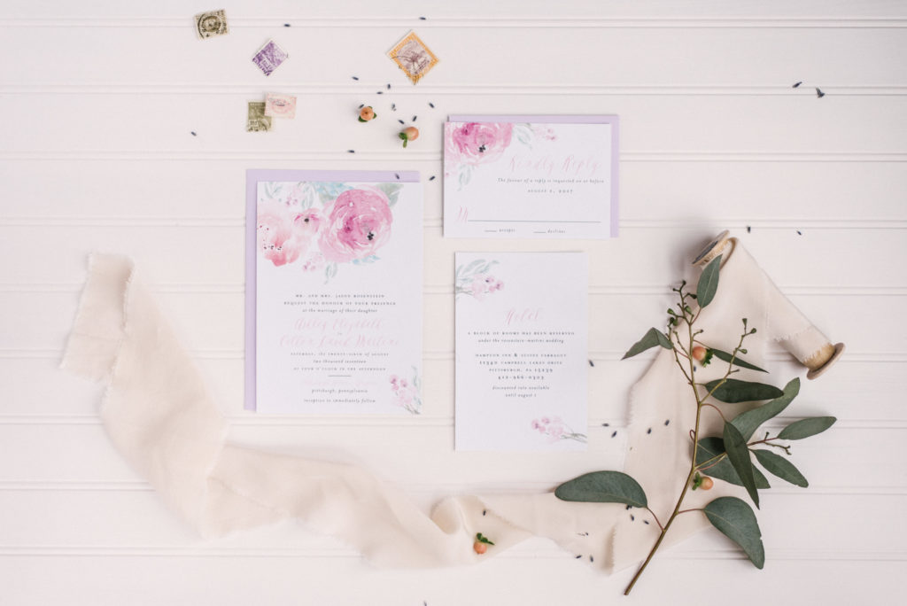 Purple Rose Watercolor Wedding Invitations | Blush Paper Co.
