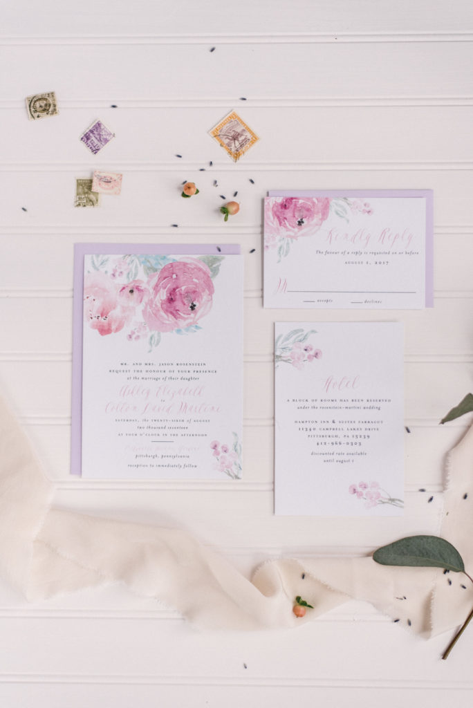 Purple Rose Watercolor Wedding Invitations | Blush Paper Co.