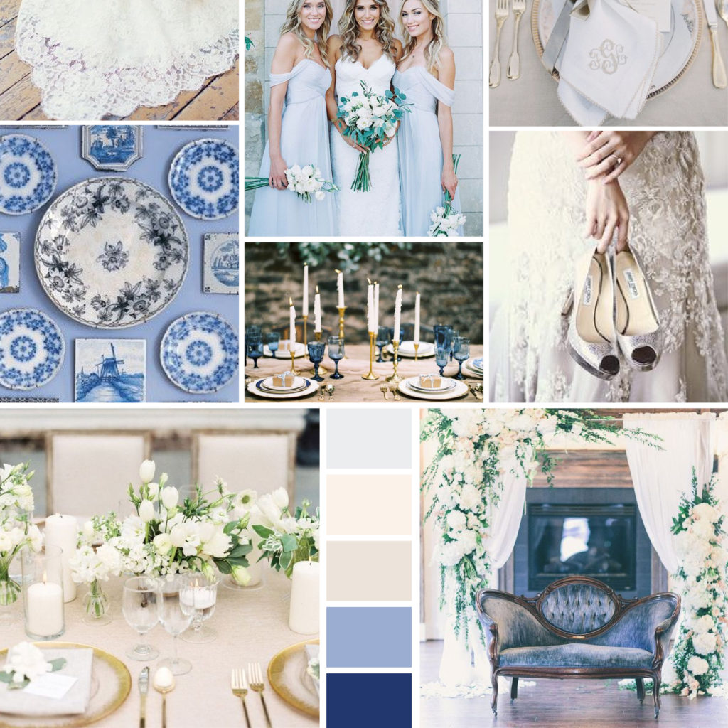 Chinoirise Blue and White Mood Board | Blush Paper Co.