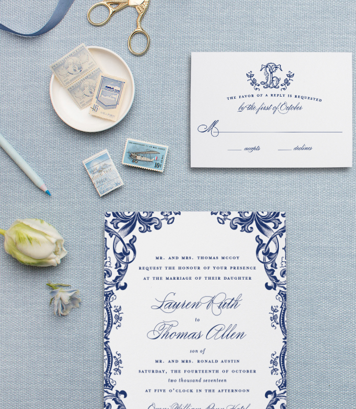 Blue and White Chinoiserie Wedding Invitations | Blush Paper Co.