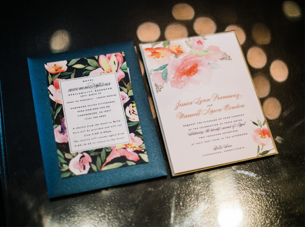 Navy, Pink and Gold Floral Invitations | Blush Paper Co