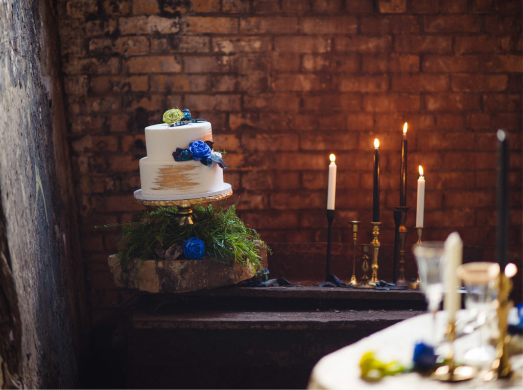 Moody Blue Industrial Chic Watercolor Wedding Stationery | Blush Paper Co.