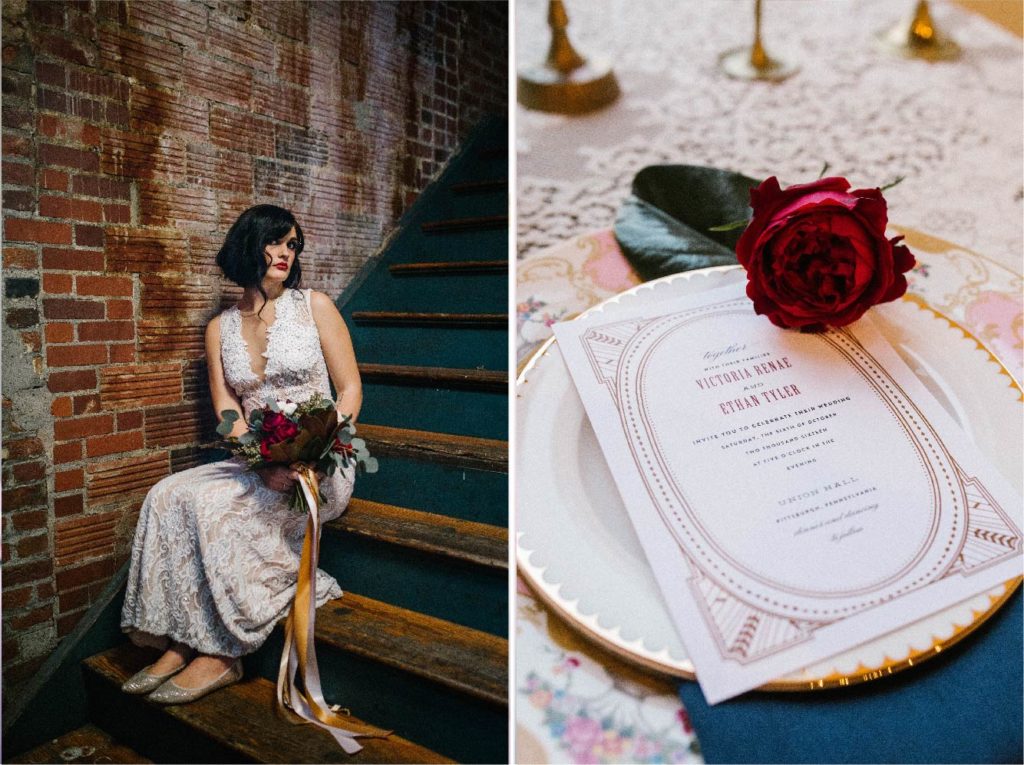 Art Deco Wedding Gold Marsala | Blush Paper Co.