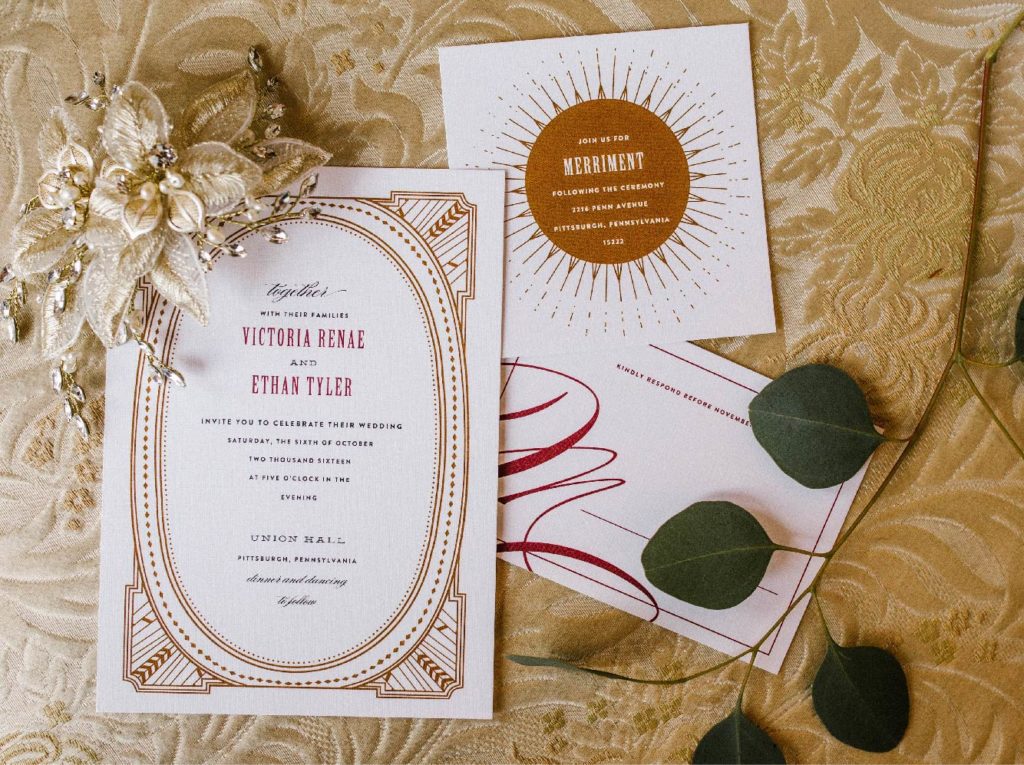 Art Deco Wedding Gold Marsala | Blush Paper Co.