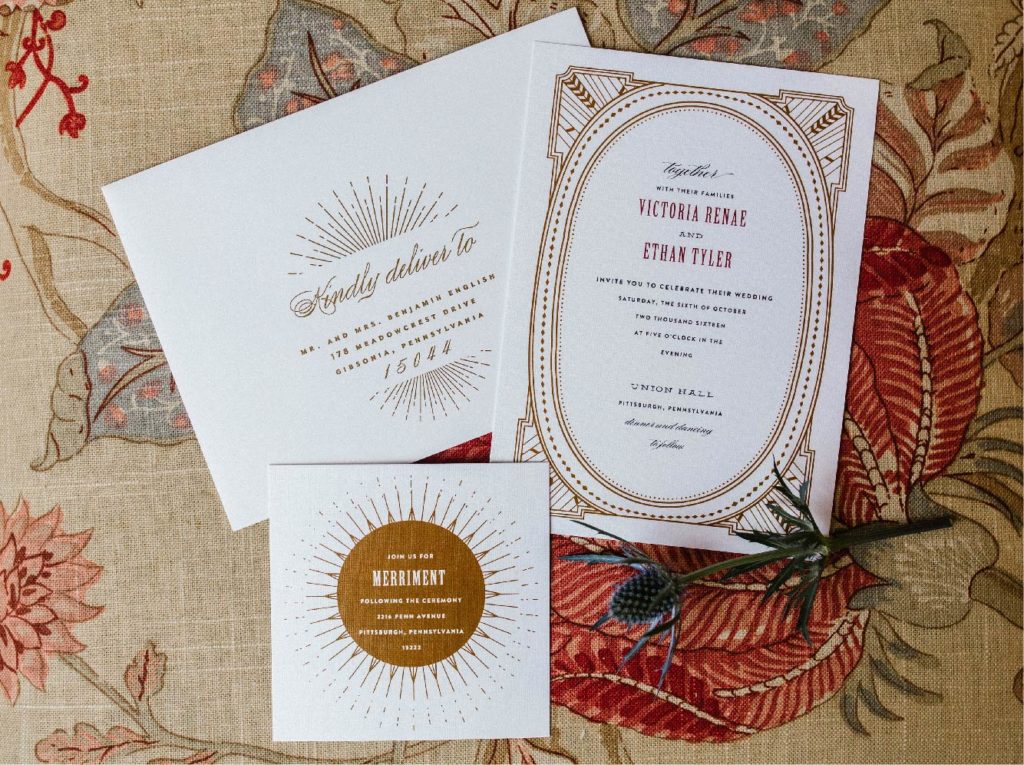 Art Deco Wedding Gold Marsala | Blush Paper Co.
