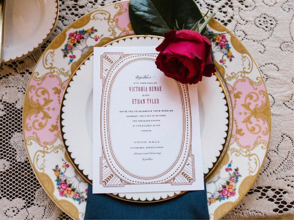 Art Deco Wedding Gold Marsala | Blush Paper Co.