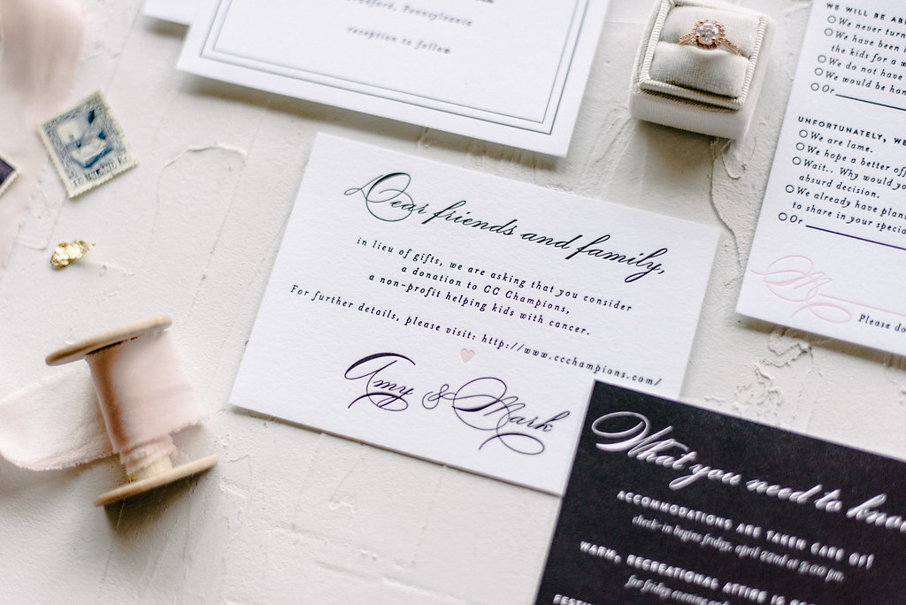Classic Black and White Letterpress Invitation | Blush Paper Co.