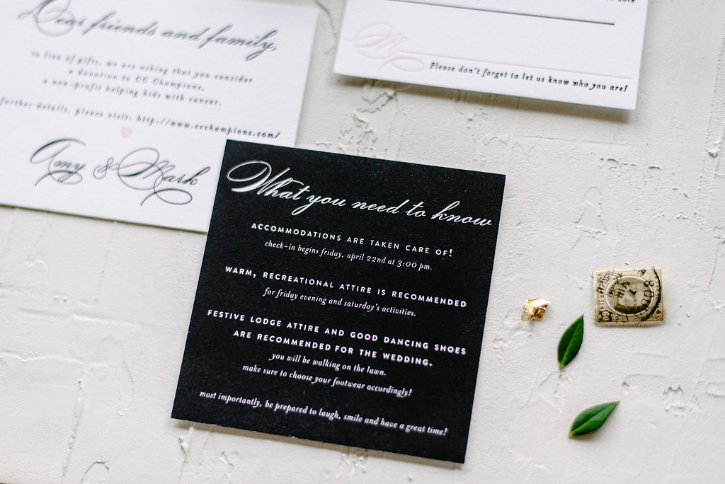 Classic Black and White Letterpress Invitation | Blush Paper Co.