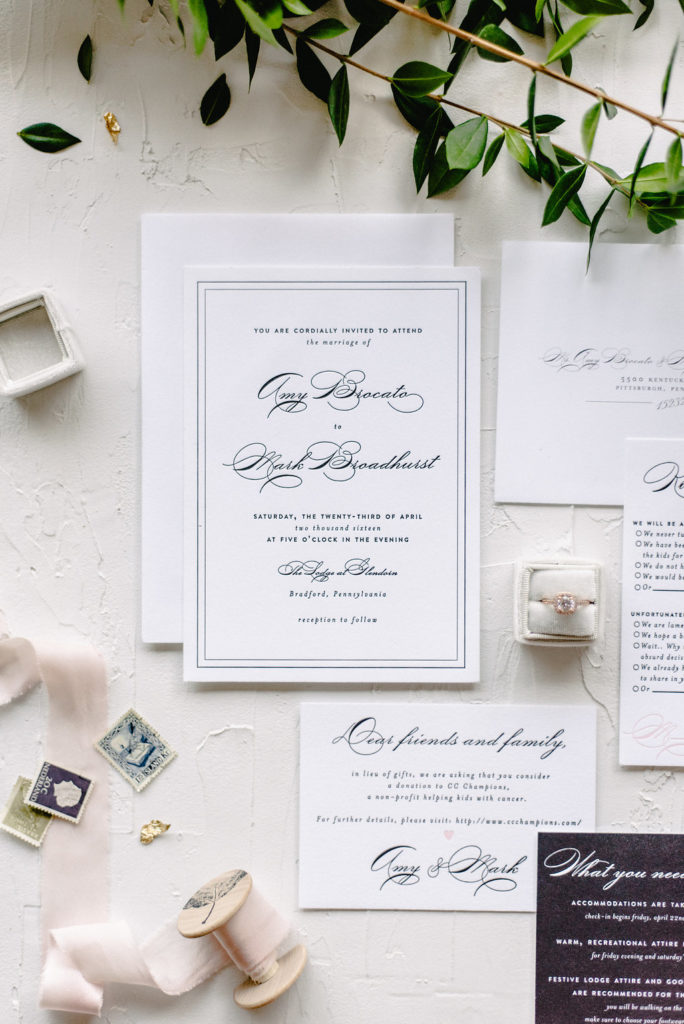 Classic Black and White Letterpress Invitation | Blush Paper Co.