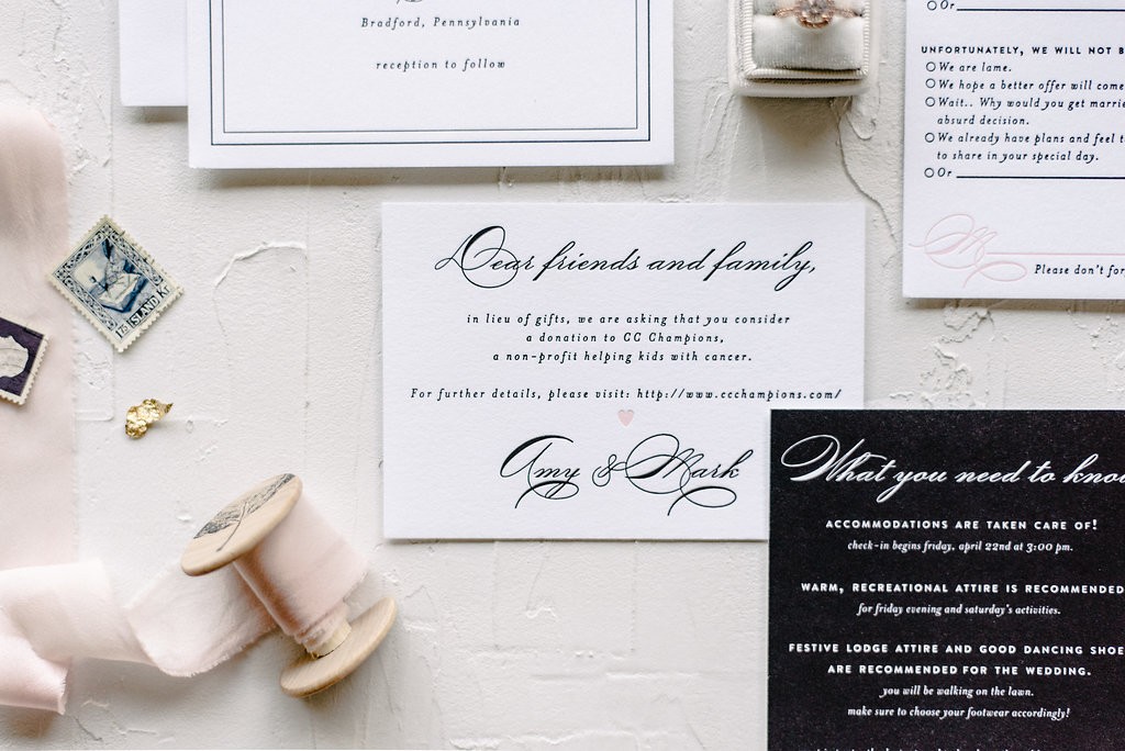 Classic Black and White Letterpress Invitation | Blush Paper Co.