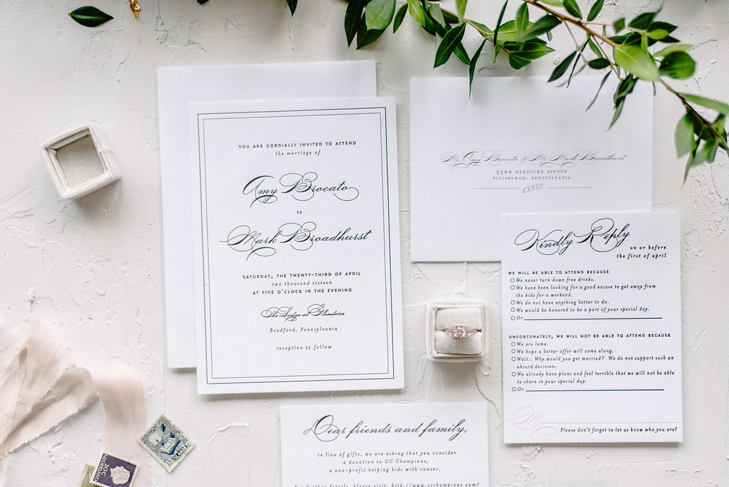 Classic Black and White Letterpress Invitation | Blush Paper Co.