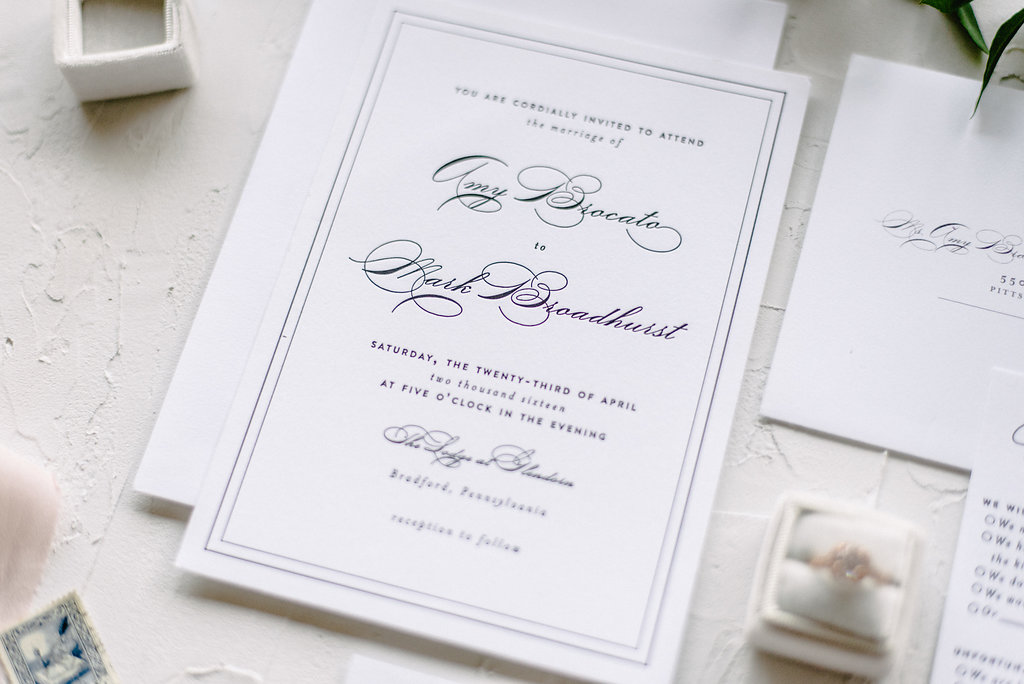 Classic Black and White Letterpress Invitation | Blush Paper Co.