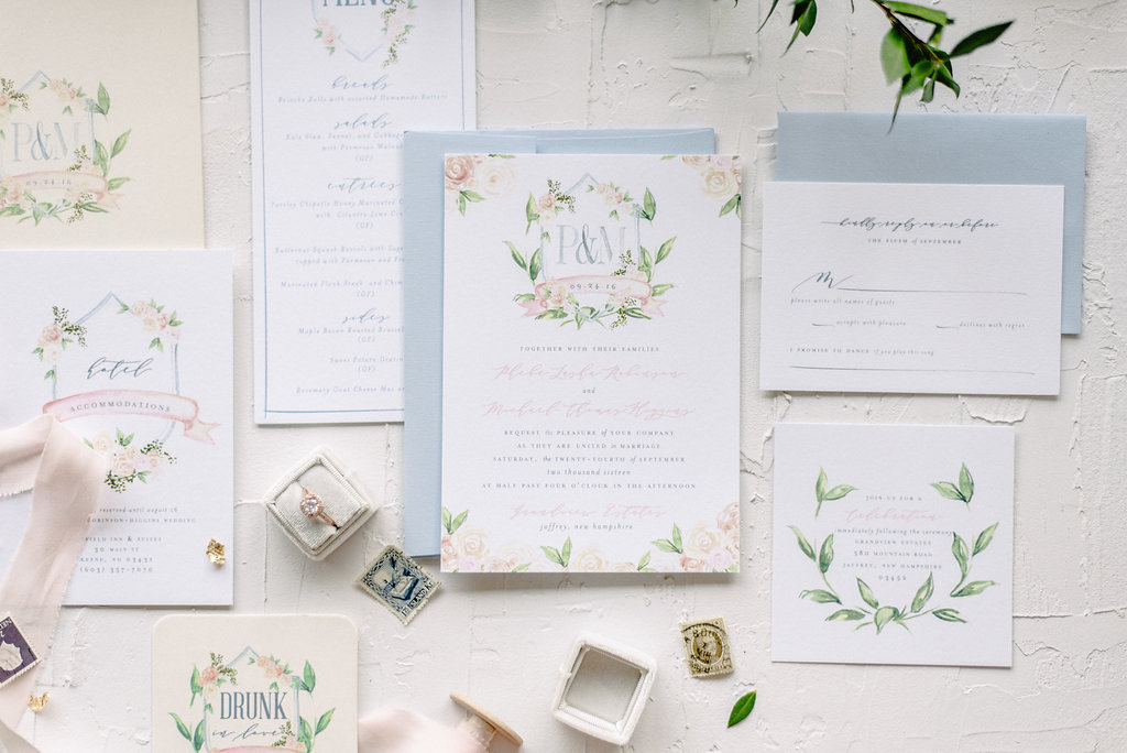 Rose Quartz and Serenity Wedding Invitations | Blush Paper Co.