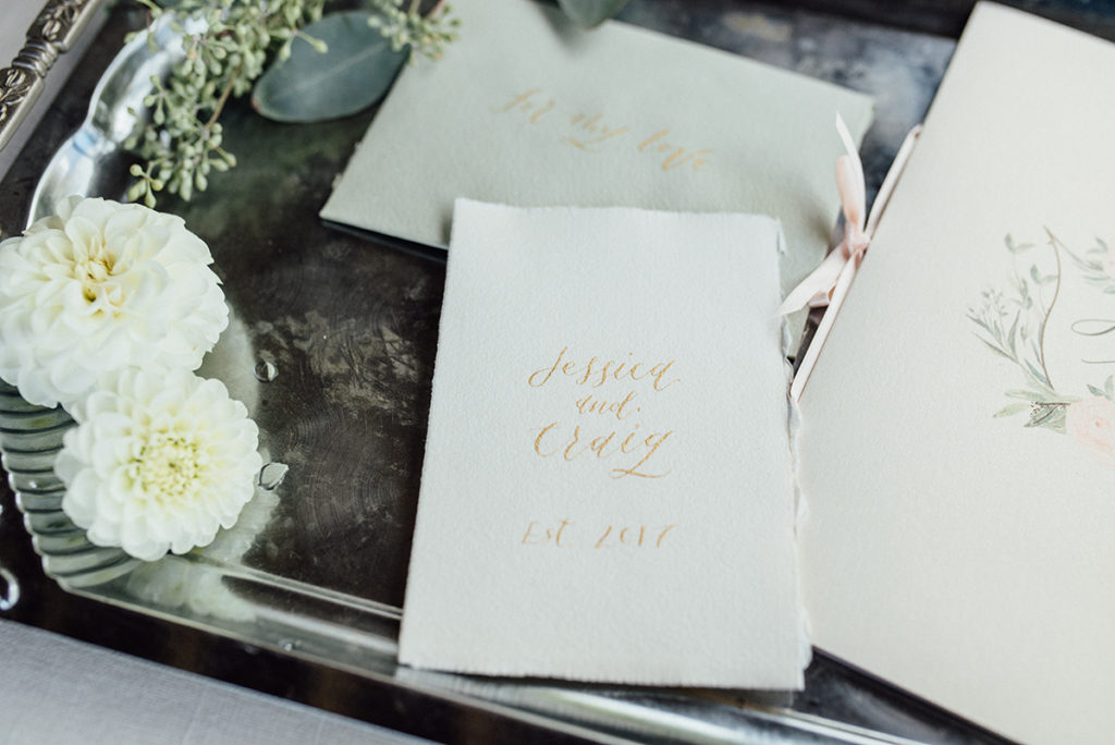 Peach, Sage and Gold Floral Watercolor Wedding Invitations | Blush Paper Co.