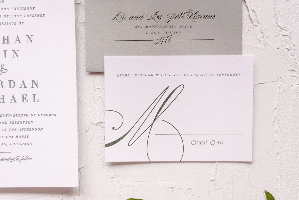 Grey Letterpress Wedding Invitation | Blush Paper Co.