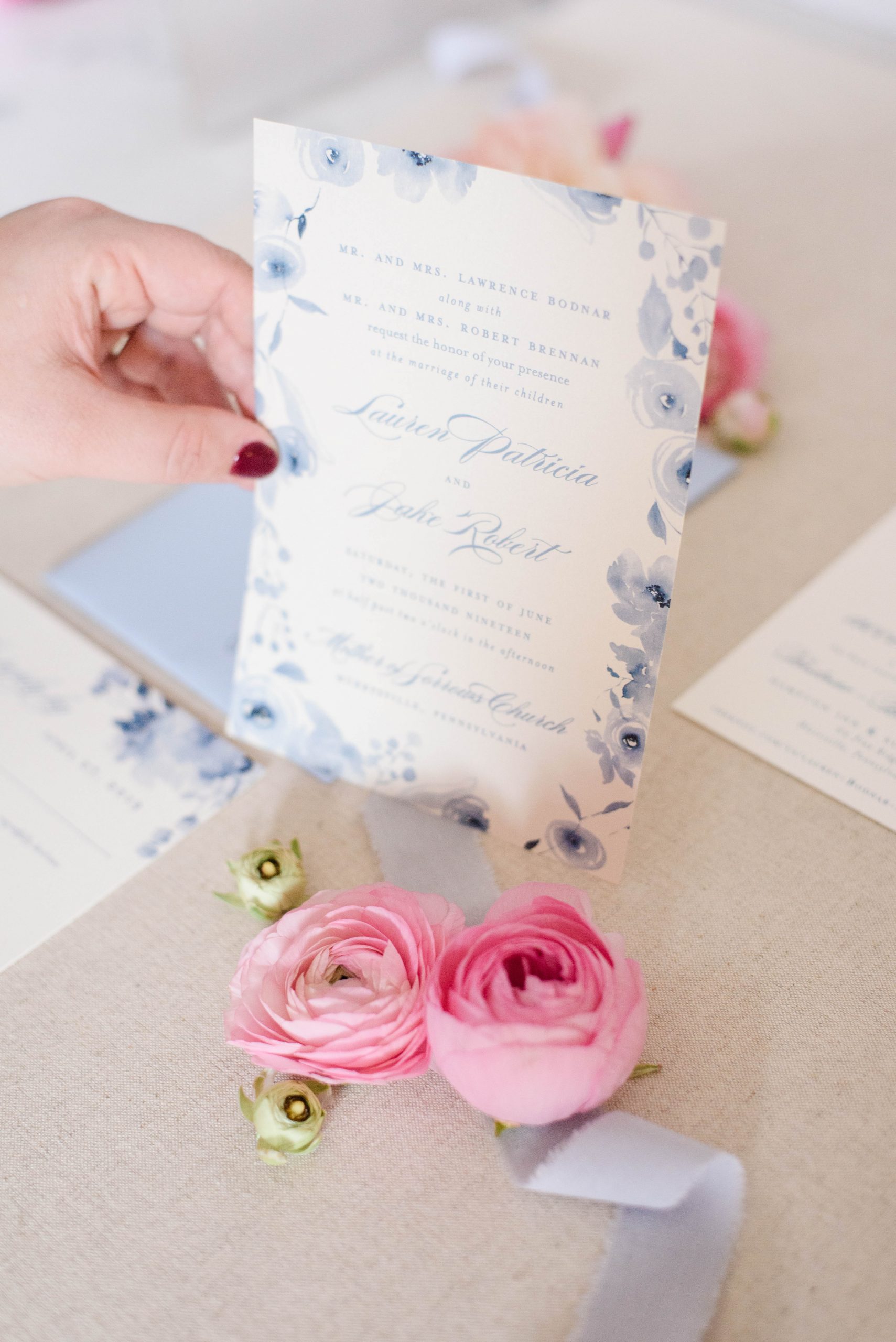 Classic Blue Wedding Invitations by Blush Paper Co.