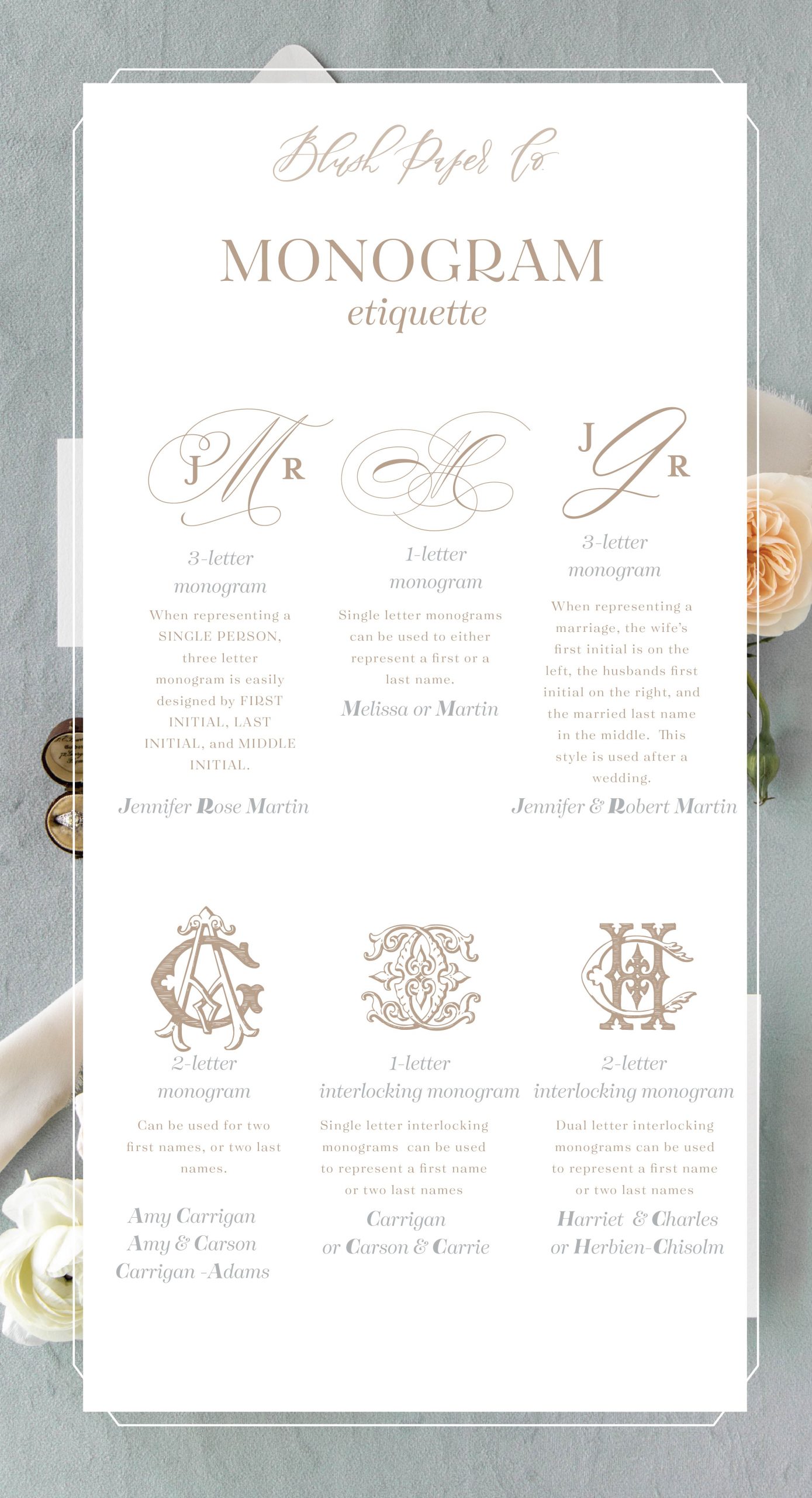 Monogram Etiquette Blush Paper Co.