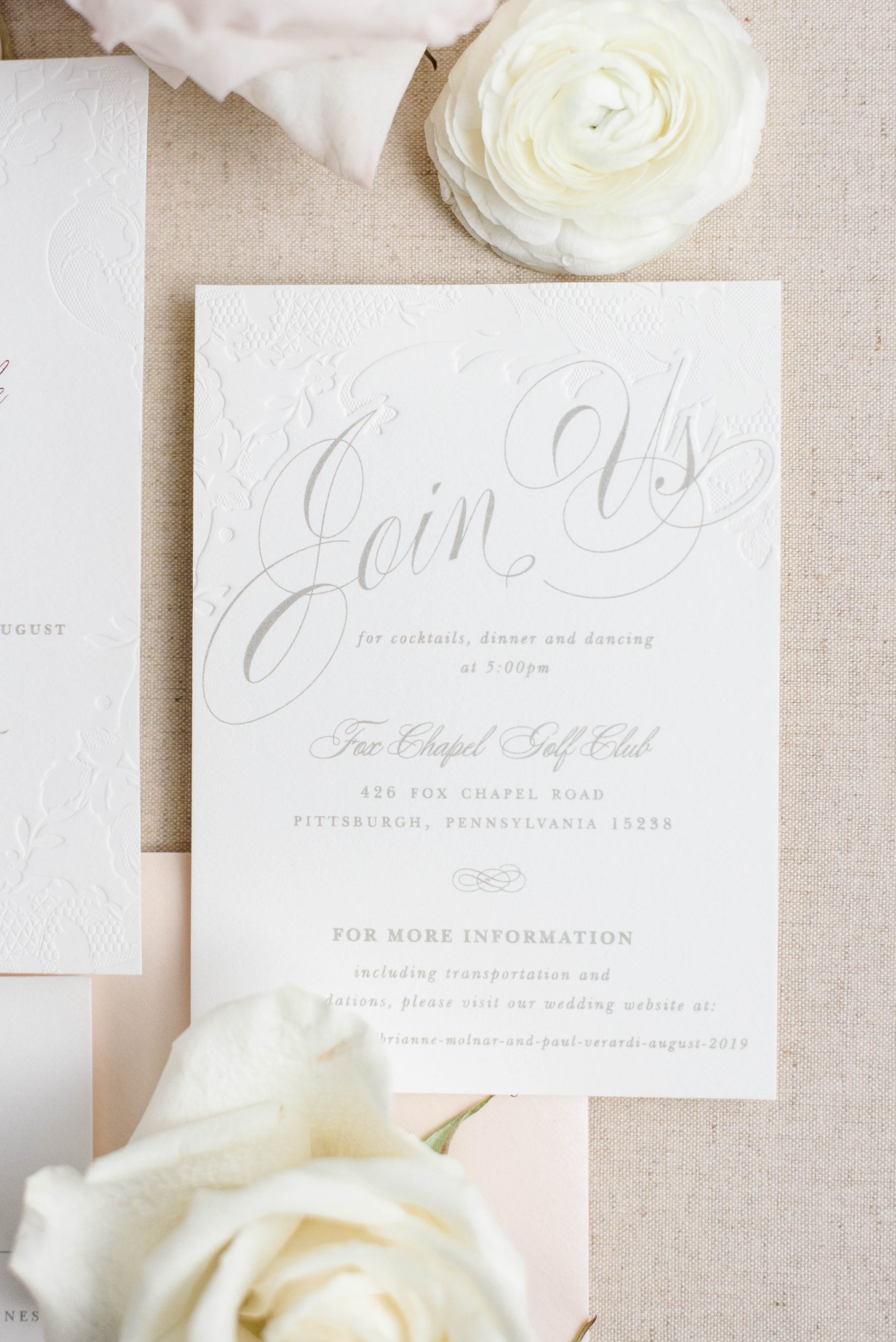 Letterpress Foil Wedding Invitation Classic Pittsburgh Wedding