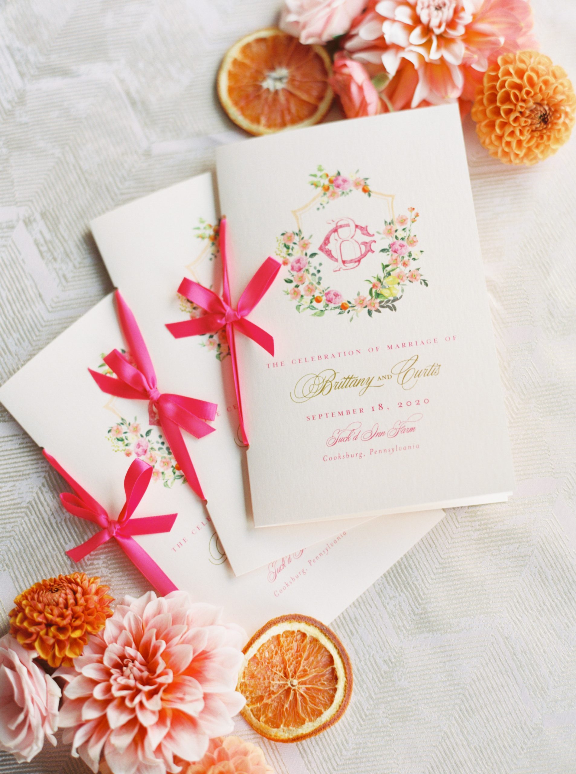 Watercolor Wedding Monogram on Wedding Programs
