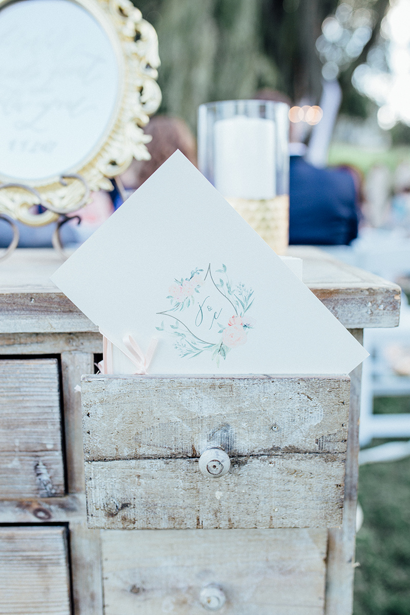 Watercolor Wedding Monogram on Wedding Programs