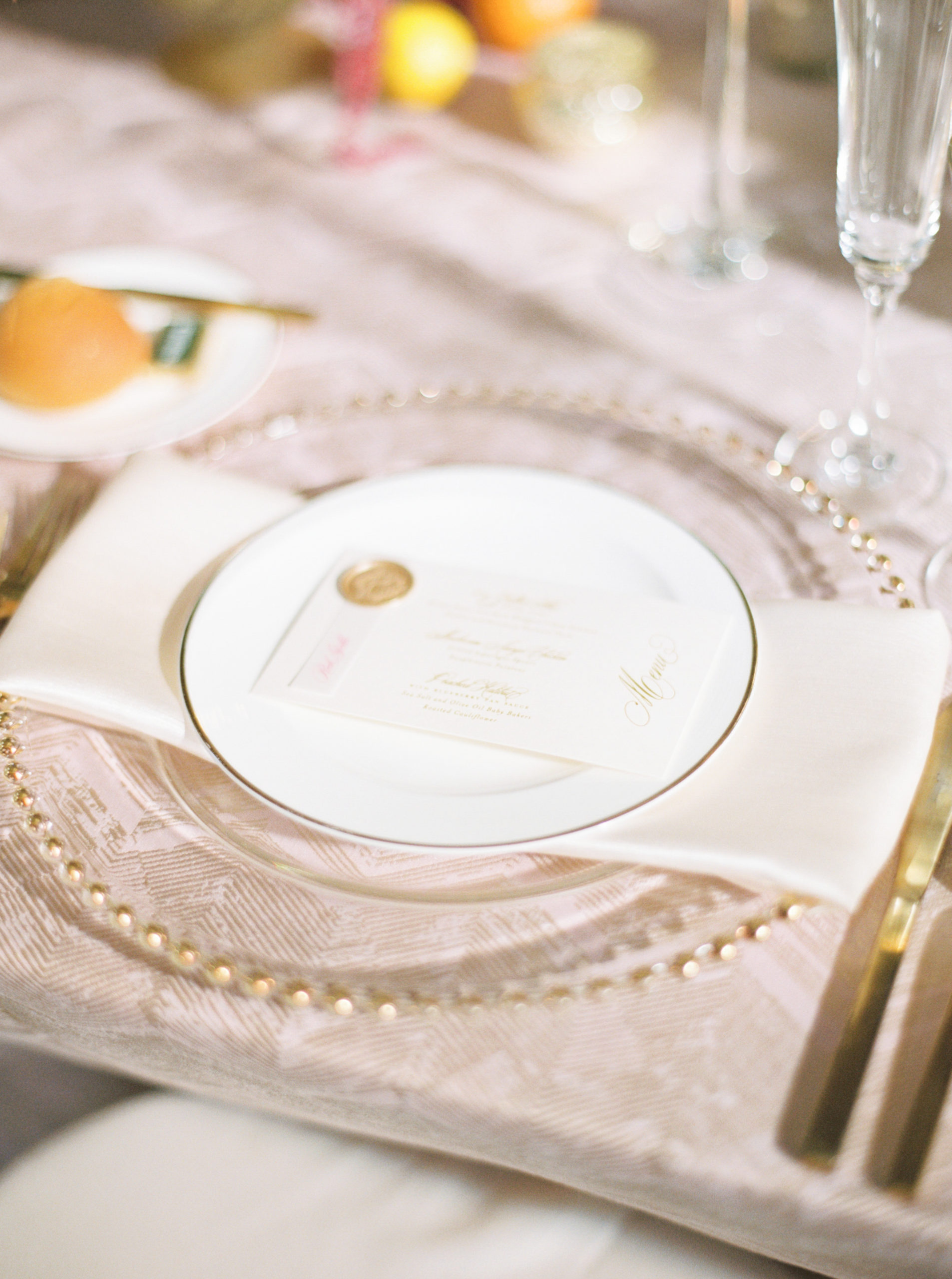 vellum wax seal wedding menu