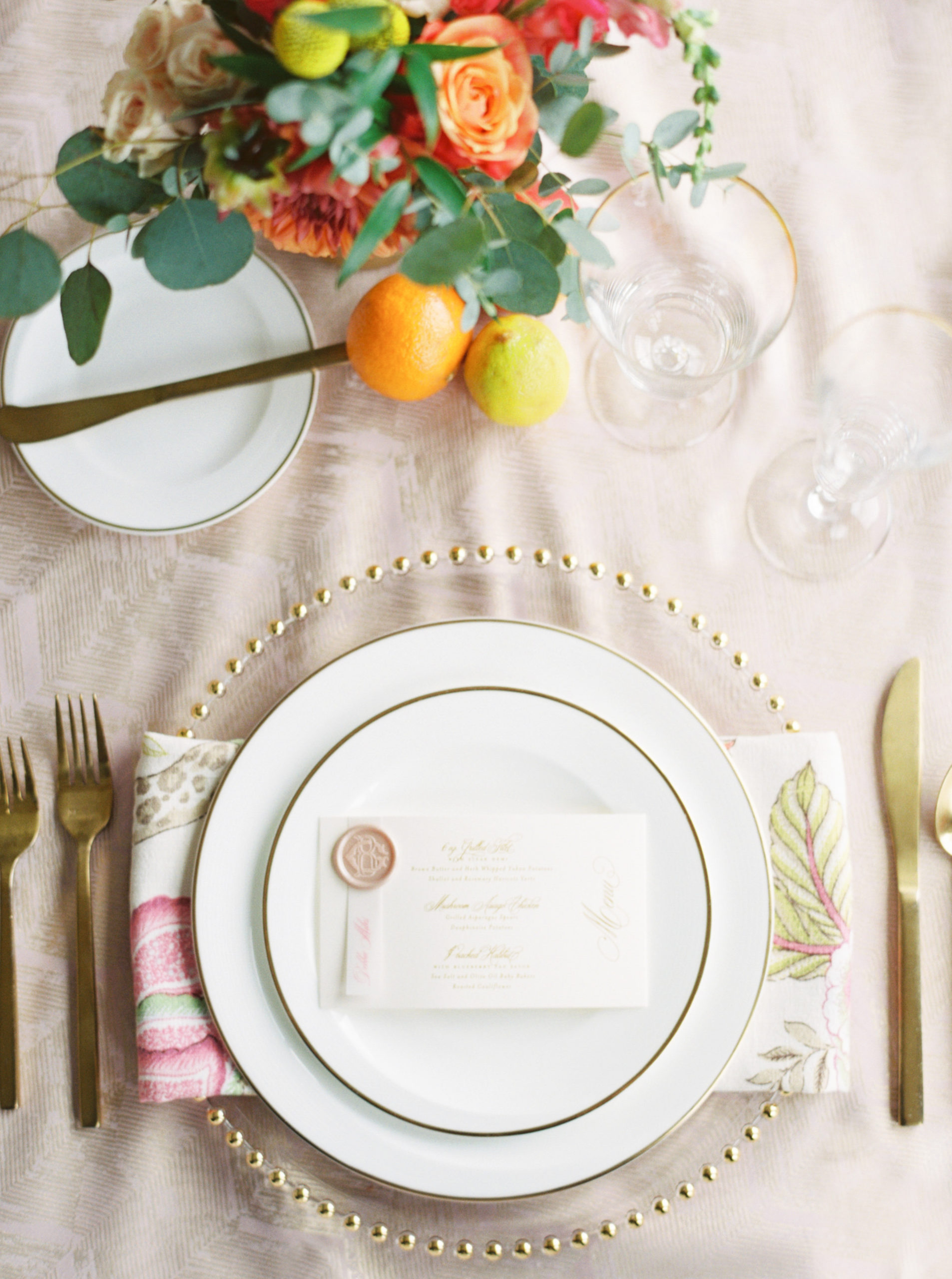 vellum wax seal wedding menu