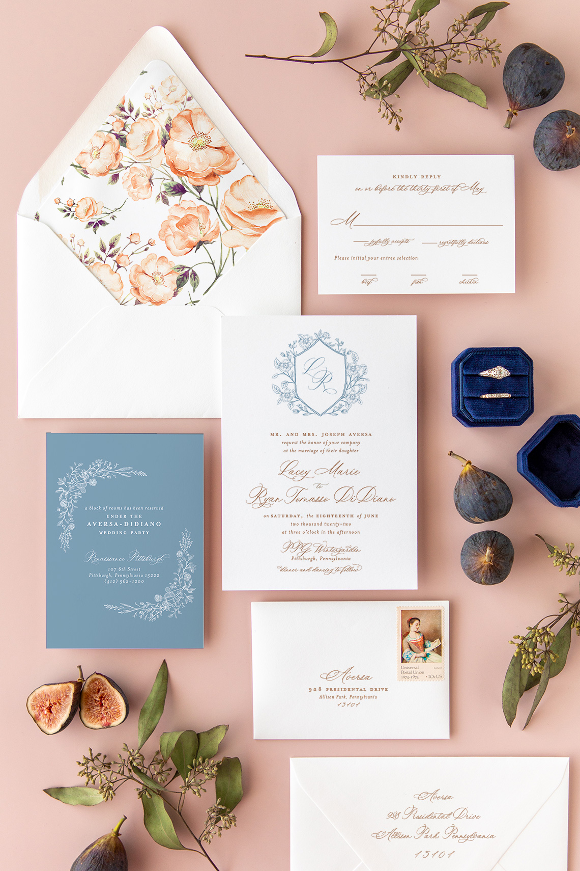 Semi Custom Wedding Invitations by Blush Paper Co.