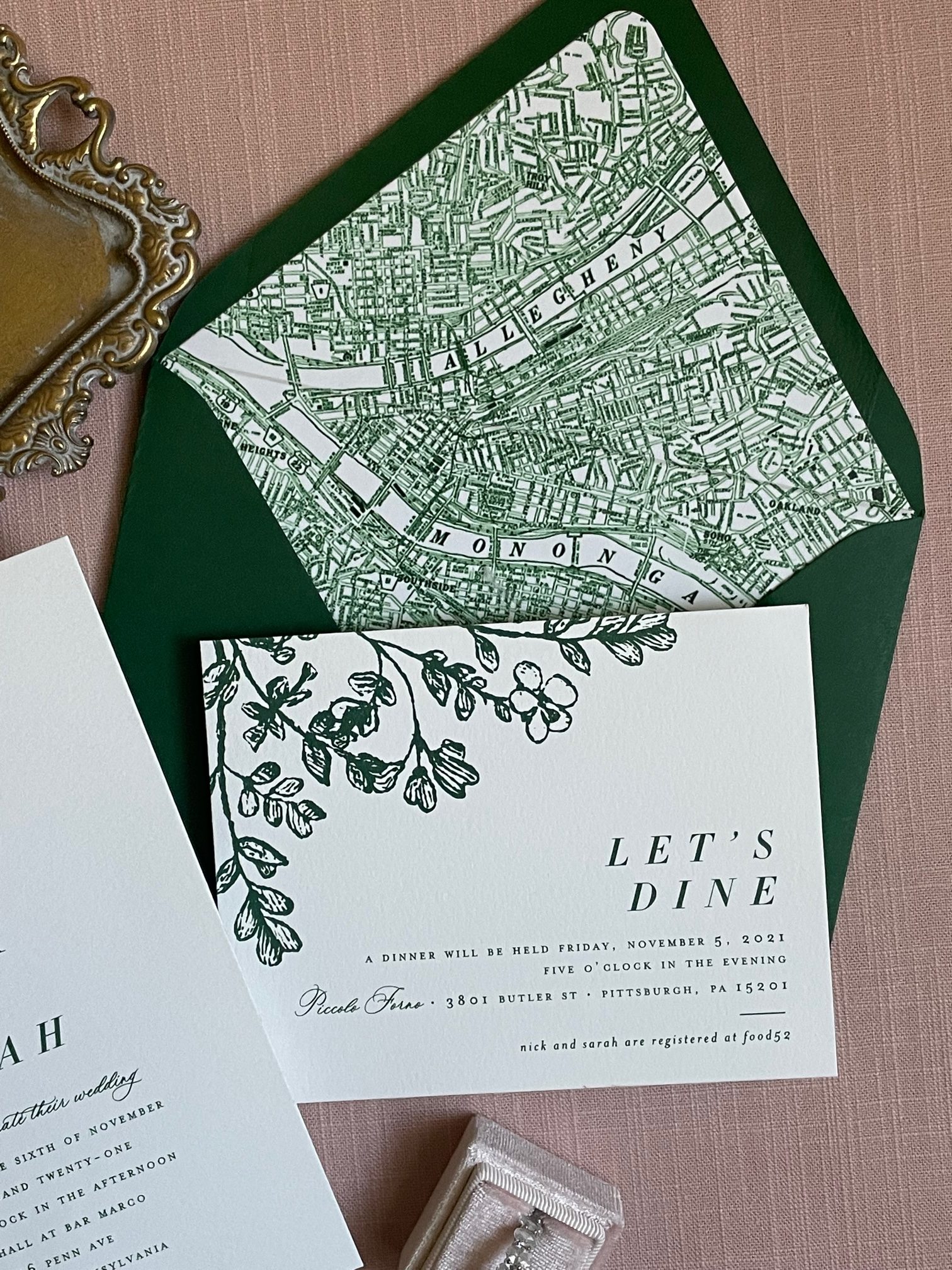 Pittsburgh Map Envelope Liner Blush Paper Co.