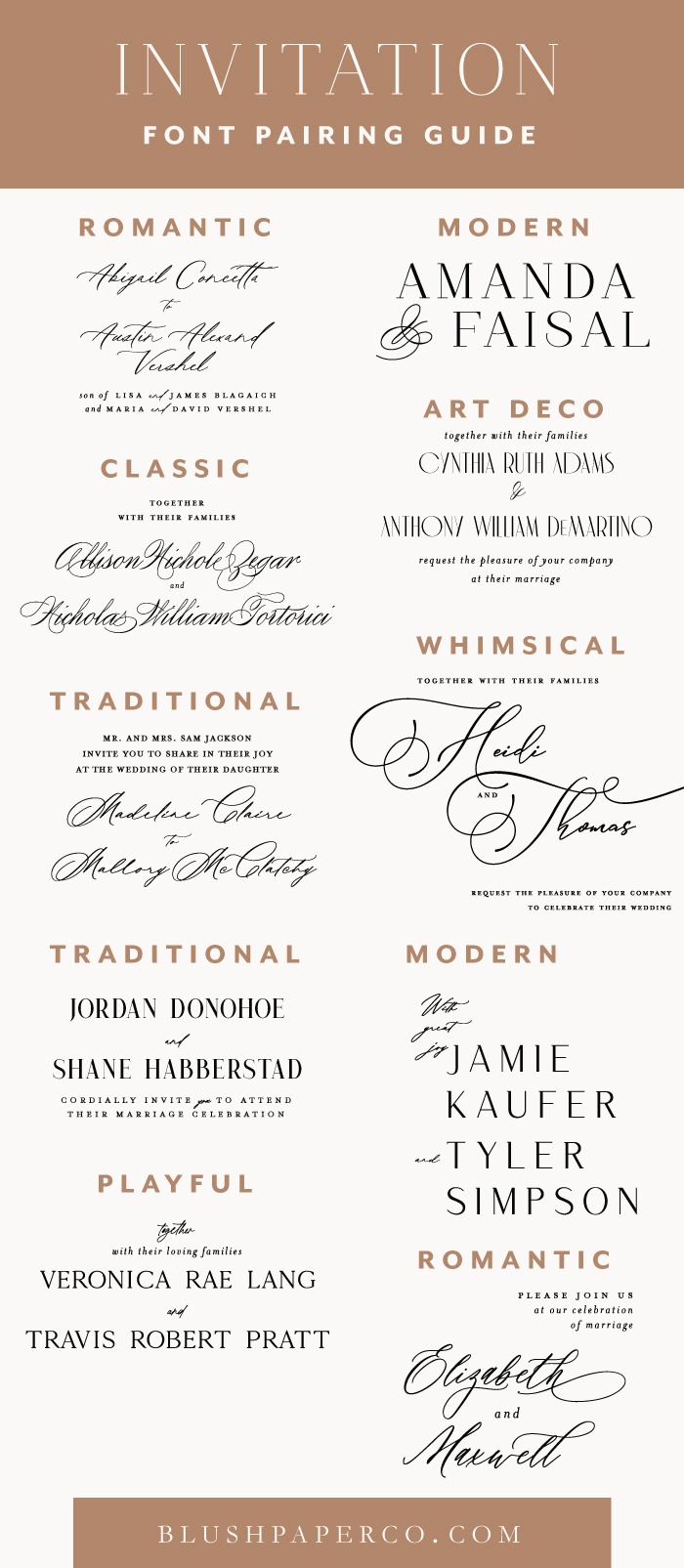 wedding font pairing guide