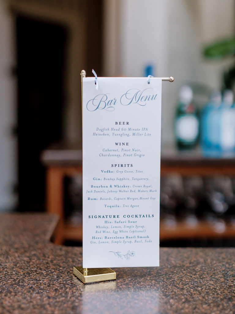 Wedding Bar Menu Blush Paper Co.