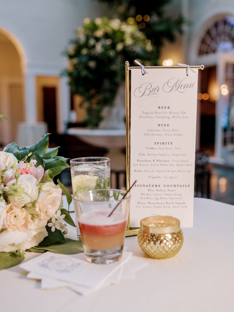 Wedding Bar Menu Blush Paper Co.