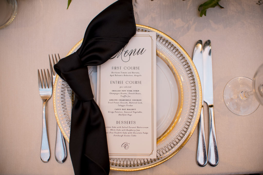 Black Tie Dinner Menu Wedding